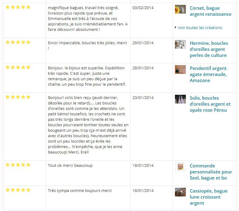 commentaires clients évalutation