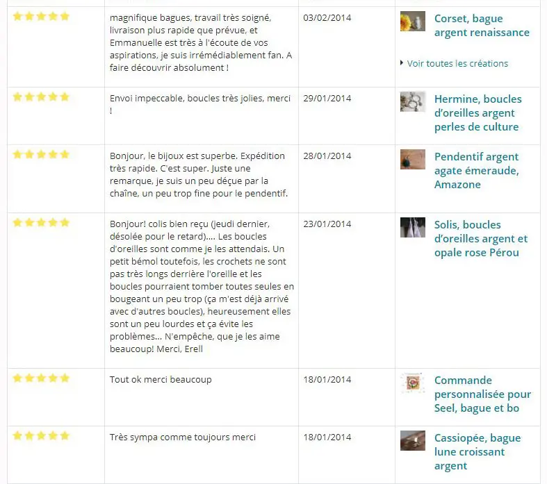 Commentaires clients évaluation
