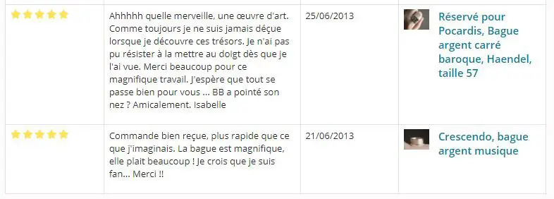 Commentaires clients Emmanuelle Guyon