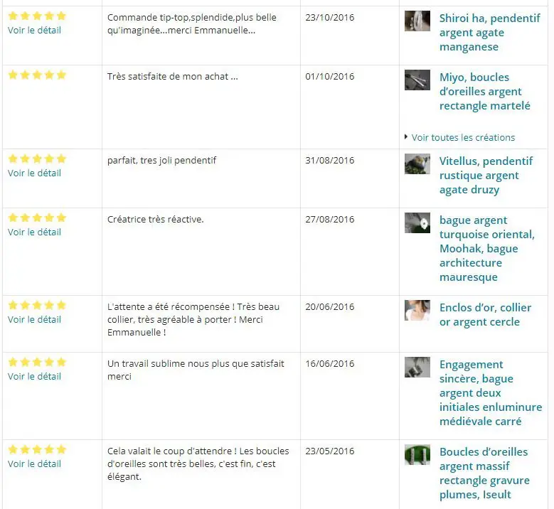 Commentaires de ventes