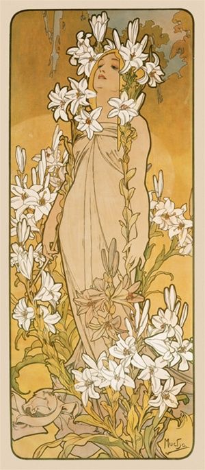 Tableau Les Fleurs : Lys de Alphonse Mucha