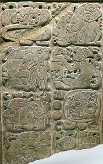 Linteau 48 de Yachilan, Mexique, montrant la date du 11 février 526