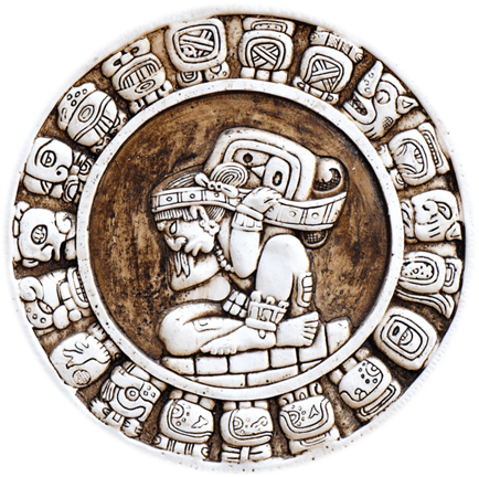 Le calendrier maya Haab avec le porteur et les différents glyphes
