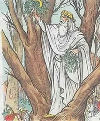 Représentation romantique d’un druide cueillant du gui