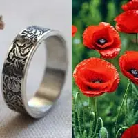 Bague et fleur de coquelicot
