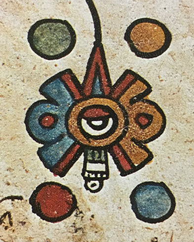Motif du codex Bordonicus qui a servi de modèle a notre collier aztèque Nahui Ollin