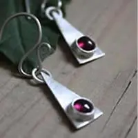 Boucles d’oreilles en argent triangles avec pierre de naissance