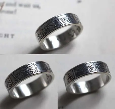 Bague personnalisée avec trois motifs de paysages gravés