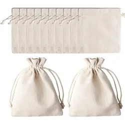 Sacs en coton avec cordon de serrage, sachets réutilisables en jute pour bijoux